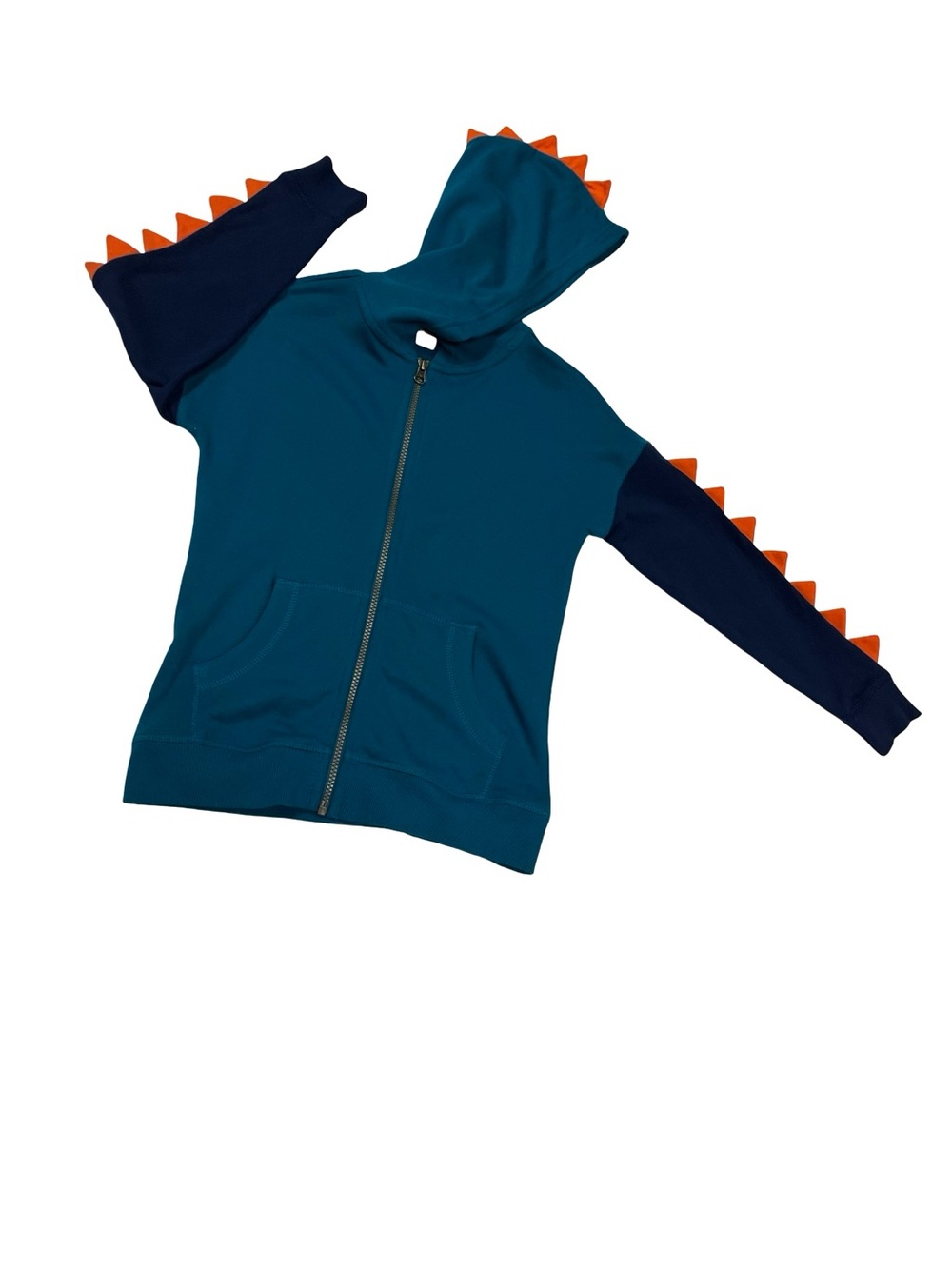 Hanna Andersson Dino Sweatshirt in French Terry Teal US 8 Dinosaur Hoodie Jacket